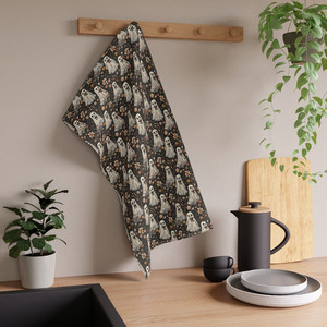 Products: Cotton Twill Tea Towel in Cottagecore Halloween Miss Lacy Boo Print - USA Georgie & Lexy