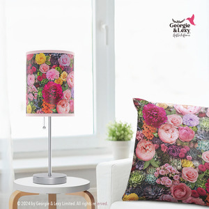 Products: Floral Table Lamp with Bed of Flowers Roses, Peonies & Succulents Print Georgie & Lexy
