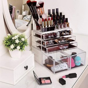 Products: Makeup Organizer 3 Pieces Acrylic Cosmetic Storage Drawers and Jewelry Display Box, Clear