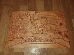 Stag Hunting Relief Carving