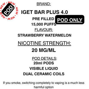 Prefilled Vape Pods: IGET Bar Plus 4.0 (15K) Replacement Pods – 20ml | Getavape NZ