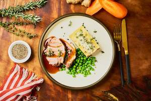 Mains: Roast lamb with potato gratin