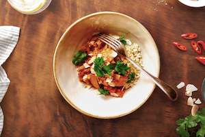Main Dishes: Mild unbuttery chicken with steamed brown rice