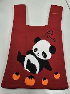Knitting Wristlet Bag - Panda - Burgundy