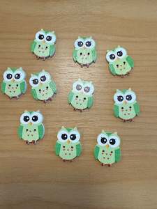 Buttons - Owls - Green