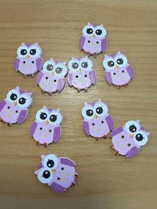 Buttons: Buttons - Owls - Purple