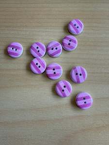 Buttons - Pink Stripe Print - 15mm x 10