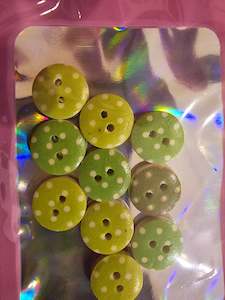 Buttons: Buttons - Green Mix Spots - 15mm x 10