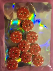 Buttons - Red Spots - 15mm x 10