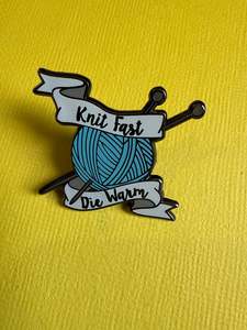 Enamel Pin - Knit Fast Die Warm