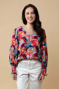 Sale: Tamara V-Neck Top - Floral