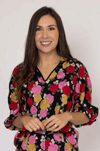 Augustine: Layla Embroidered Blouse - Black Floral