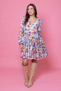 Augustine: Clarissa Dress - Blue Abstract