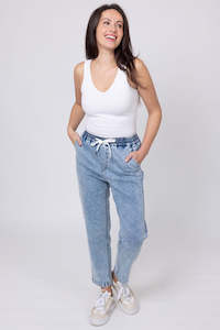 Honey Denim By Augustine: Talia Denim Jogger - Light Blue
