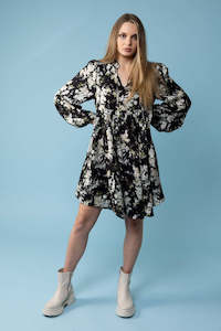 Amaya: Aria Mini Dress - Black Floral