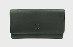Second Nature Leather: Women's Large Wallet - Bottle Green