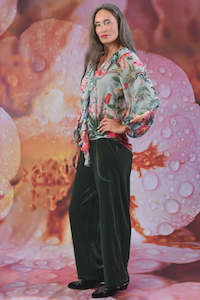 Vesta Vera Wide Leg Velvet Pants - Olive