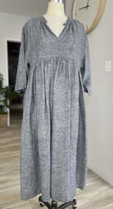 Linen Ruffle Neck Dress