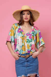 Charlo By Augustine: Val Blouse - Green Floral