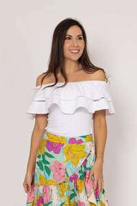 MacKenzie Off The Shoulder Top - White