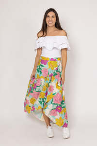 Charlo By Augustine: Skylar Wrap Skirt - Green Floral