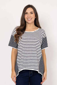 Charlo By Augustine: Camden Stripe T-Shirt - Navy