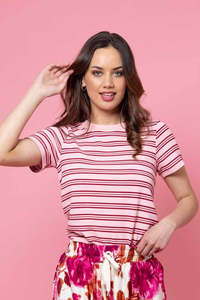 Charlo By Augustine: Dolce Stripe T-Shirt - Pink