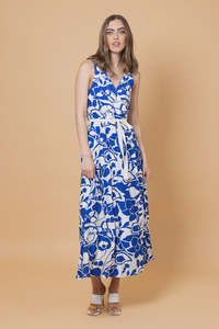 Grace Wrap Dress - Blue Print