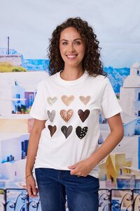 Tops: Pearl Heart T-shirt - White
