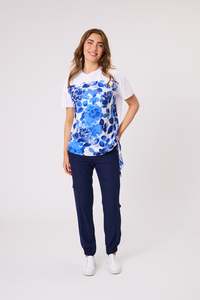 Tops: Hazel Print Front Top -White