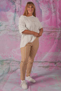 Pants: Vita Pants - Tan check