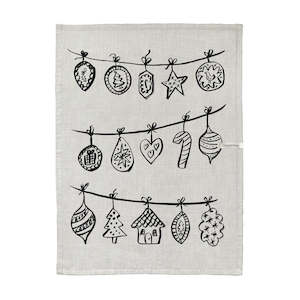 Christmas Linen: Festive Trim Tea Towel