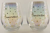 Wedding: ANNIVERSARY GLASSES - Stemless Wine