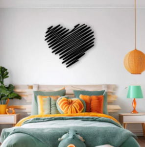 Art: Squiggle Wooden Heart - Black