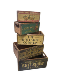 Trays Boards Boxes Baskets: Cheeky Collection - Wooden Boxes with Hole Handle