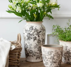 Vases Planters: Black Floral Vase