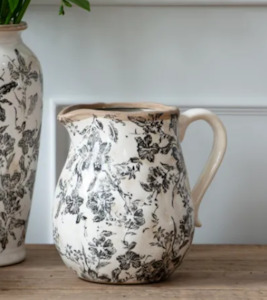 Vases Planters: Black Floral Jug