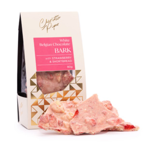 Speciality Foods: Charlotte Piper White Belgian Chocolate with STRAWBERRY & SHORTBREAD