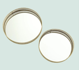 Trays Boards Boxes Baskets: Gold Round Mirror Tray