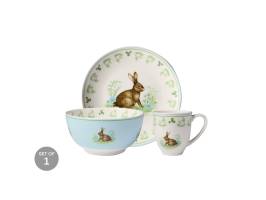 New: Clover & Cottontail 3pc Childrens Dinnerset