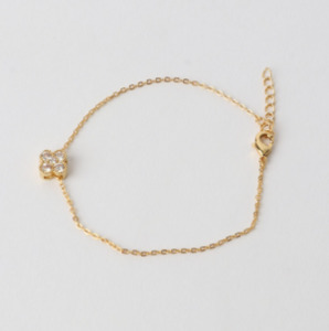 Clover Single Bracelet - 18k Gold/CZ