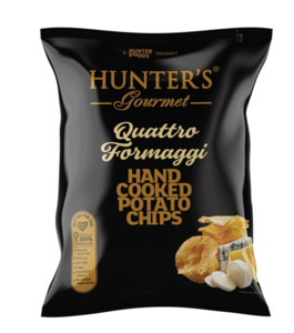 Speciality Foods: Hunters Gourmet Potato Chips -Quattro Formaggi 125g