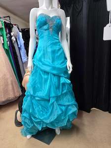 Dresses In New: DPB0182 Aqua Rhinestone Detail Sleeveless Ball Gown