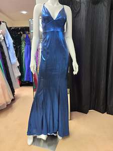 Dresses In New: DPB0274 Metallic Royal Blue Cross Strap Back