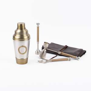 Gift Box NZ: Steel & Antique Brass Cocktail Kit and Shaker