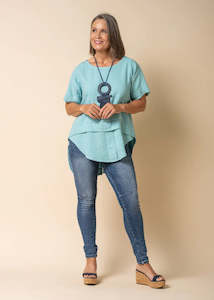 Imagine: Talulla Linen Top - Aqua Mist