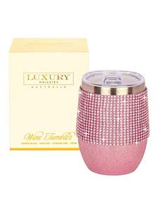 Diamonte Wine Tumbler - Glitter Pink
