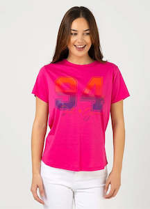 Pink: Ace TShirt - Hot Pink Ombre Varsity