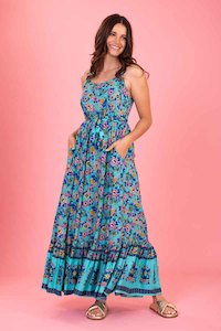 Dress: Goldie Maxi Dress - Blue Boho