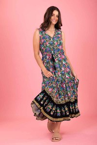 Felissa Midi Dress - Black Boho
